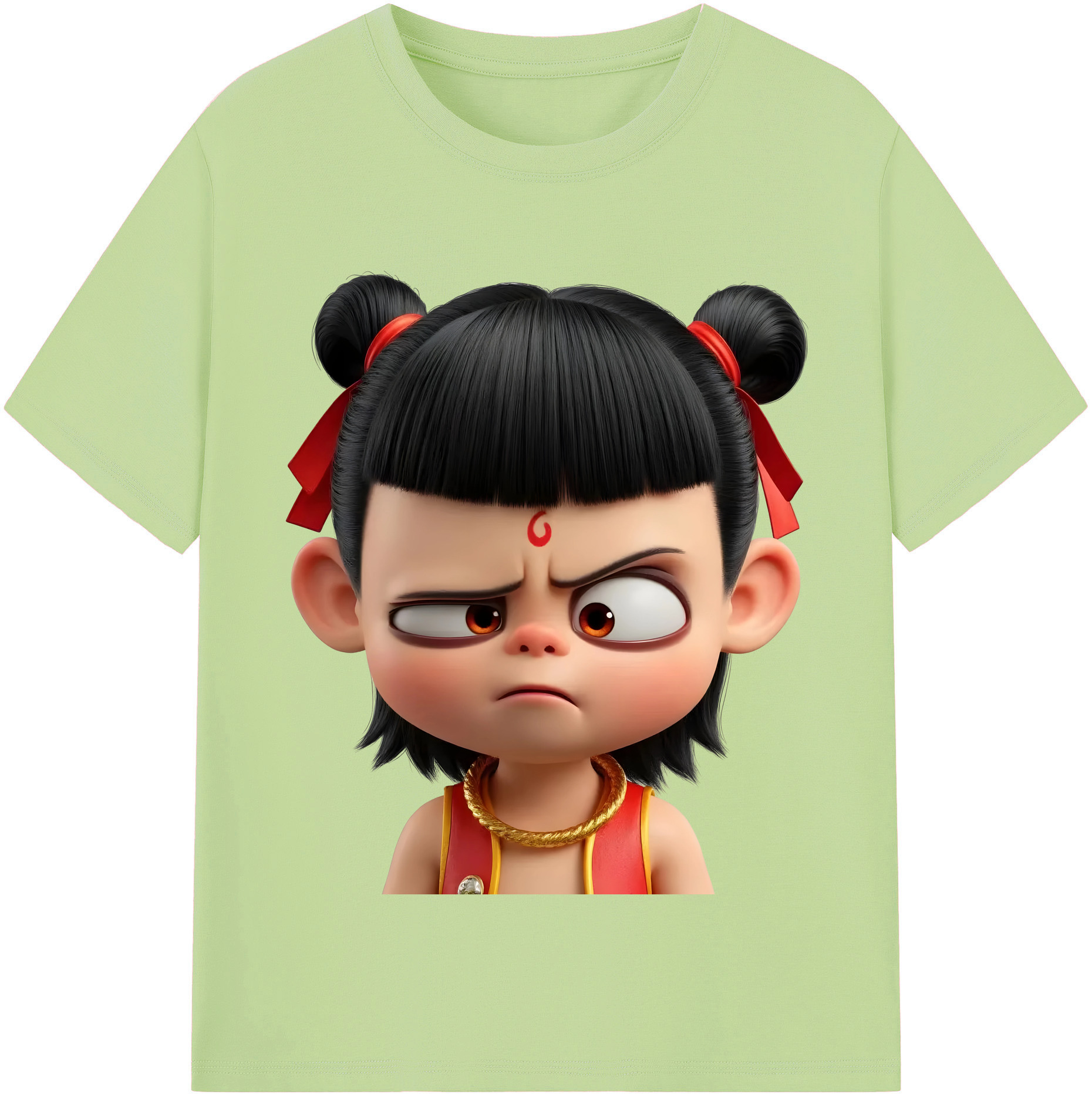 （画像用） Ne Zha 2 ナタ 魔童の大暴れ 綿100％半袖Tシャツ（フロントプリント）